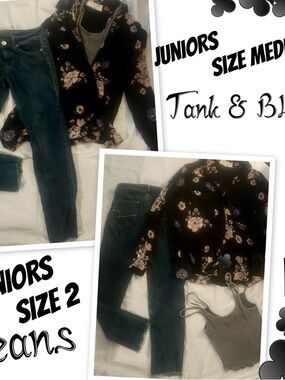 Floral Black Blouse with Pink & Cream Blooms and Tank